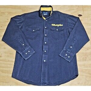 Wrangler Boys Shirt Large Embroidered Long Sleeve rodeo cowboy blue long sleeve